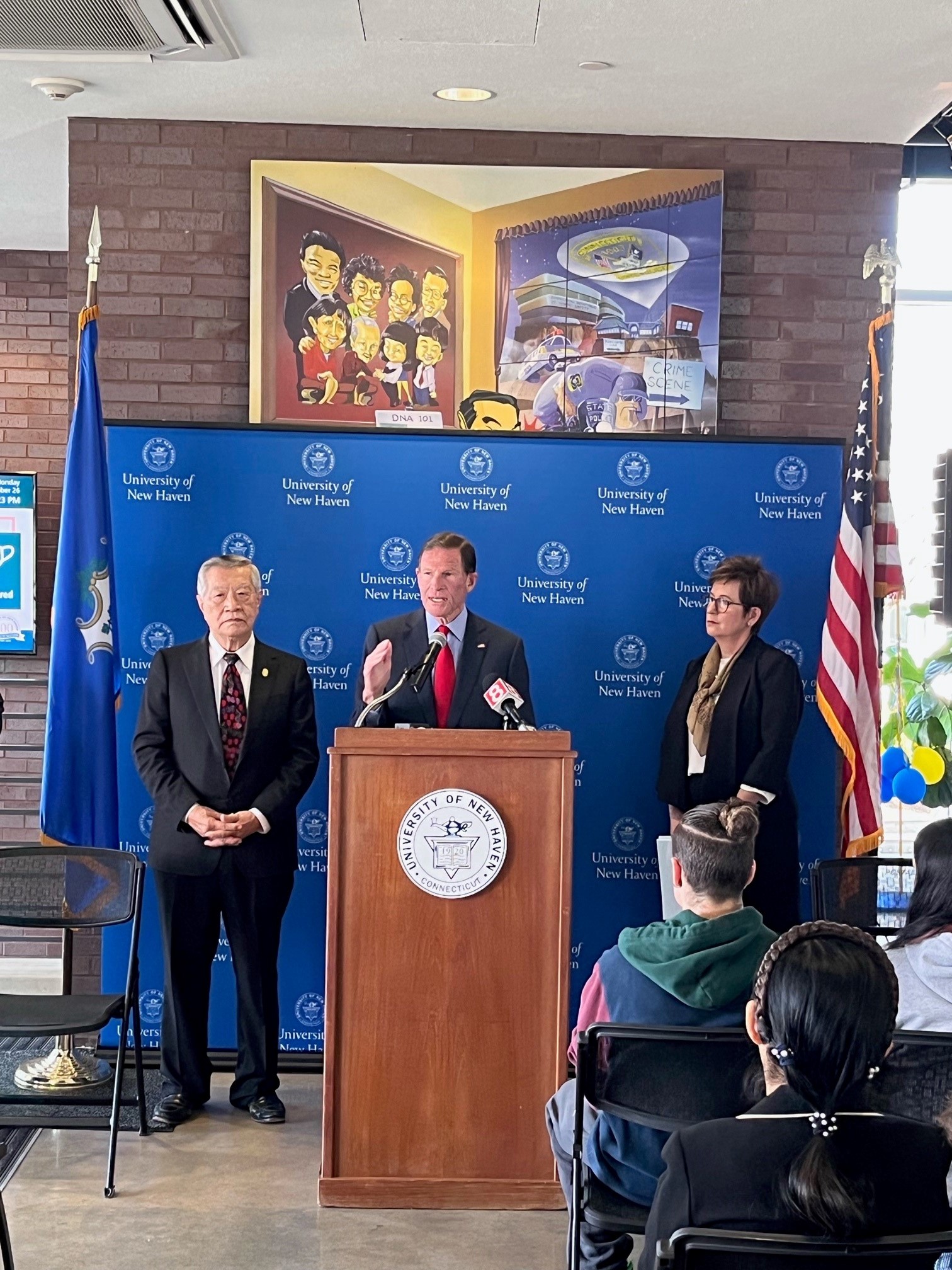 Senator Blumenthal speaks at the University of New Haven